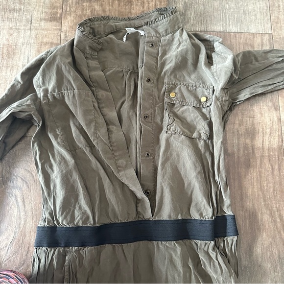 Banana Republic silk blend olive green empire waist button front dress - Picture 4 of 15